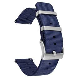 BOLEXA nato strap Nylon-Uhrenarmband, Smartwatch-Armband, 18 mm, 20 mm, 22 mm, 24 mm, universeller Bandgürtel Nylon Uhrenarmbänder (Color : Blau, Size : 22mm) von BOLEXA