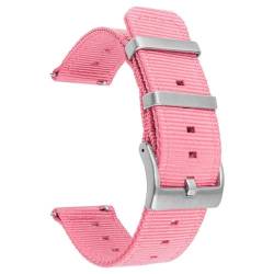 BOLEXA nato strap Nylon-Uhrenarmband, Smartwatch-Armband, 18 mm, 20 mm, 22 mm, 24 mm, universeller Bandgürtel Nylon Uhrenarmbänder (Color : Pink, Size : 20mm) von BOLEXA