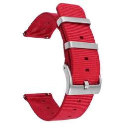 BOLEXA nato strap Nylon-Uhrenarmband, Smartwatch-Armband, 18 mm, 20 mm, 22 mm, 24 mm, universeller Bandgürtel Nylon Uhrenarmbänder (Color : Rot, Size : 18mm) von BOLEXA