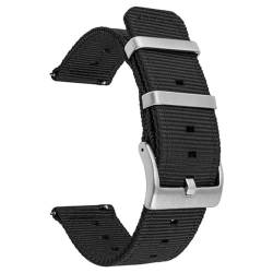 BOLEXA nato strap Nylon-Uhrenarmband, Smartwatch-Armband, 18 mm, 20 mm, 22 mm, 24 mm, universeller Bandgürtel Nylon Uhrenarmbänder (Color : Schwarz, Size : 18mm) von BOLEXA