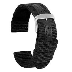 BOLEXA nato strap Universal Nylon Geflochtenes Armband for Seiko Verdicktes Ersatzarmband for Rolex Männer Frauen Armband Zubehör Gürtelband Nylon Uhrenarmbänder (Color : Schwarz, Size : 18mm) von BOLEXA