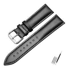 BOLEXA uhr Lederarmband 12/13/14/15/16/17/18/19/20/22/23/24 mm Echtleder-Uhrenarmband for Smartwatch-Band, Ersatz-Armband for Herren und Damen (Color : Black-A, Size : 12mm) von BOLEXA
