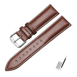 BOLEXA uhr Lederarmband 12/13/14/15/16/17/18/19/20/22/23/24 mm Echtleder-Uhrenarmband for Smartwatch-Band, Ersatz-Armband for Herren und Damen (Color : Brown-A, Size : 12mm) von BOLEXA