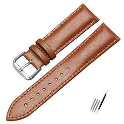 BOLEXA uhr Lederarmband 12/13/14/15/16/17/18/19/20/22/23/24 mm Echtleder-Uhrenarmband for Smartwatch-Band, Ersatz-Armband for Herren und Damen (Color : Light brown-A, Size : 14mm) von BOLEXA