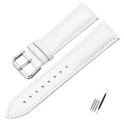 BOLEXA uhr Lederarmband 12/13/14/15/16/17/18/19/20/22/23/24 mm Echtleder-Uhrenarmband for Smartwatch-Band, Ersatz-Armband for Herren und Damen (Color : White-A, Size : 24mm) von BOLEXA