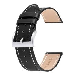 BOLEXA uhr Lederarmband 18mm 20mm 22mm 24mm Echtes Leder Armband Männer Frauen Quick Release Ersatz Armband Universal (Color : Schwarz, Size : 22mm) von BOLEXA