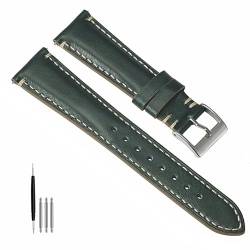 BOLEXA uhr Lederarmband 20mm 22mm 24mm Vintage Echtes Lederband for Männer Frauen Sport Handgelenk Band Ersatz Armband Universal Uhr zubehör (Color : Grün, Size : 20mm) von BOLEXA