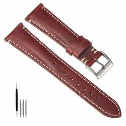 BOLEXA uhr Lederarmband 20mm 22mm 24mm Vintage Echtes Lederband for Männer Frauen Sport Handgelenk Band Ersatz Armband Universal Uhr zubehör (Color : Rot, Size : 24mm) von BOLEXA