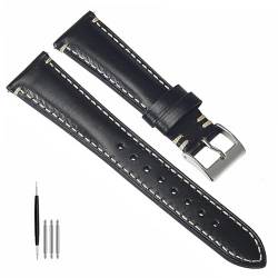 BOLEXA uhr Lederarmband 20mm 22mm 24mm Vintage Echtes Lederband for Männer Frauen Sport Handgelenk Band Ersatz Armband Universal Uhr zubehör (Color : Schwarz, Size : 24mm) von BOLEXA