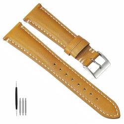 BOLEXA uhr Lederarmband 20mm 22mm 24mm Vintage Echtes Lederband for Männer Frauen Sport Handgelenk Band Ersatz Armband Universal Uhr zubehör (Color : Yellow, Size : 20mm) von BOLEXA