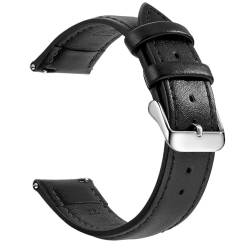 BOLEXA uhr Lederarmband Echtleder-Uhrenarmband, Schnellverschluss, 18 mm/20 mm/22 mm Uhrenarmbänder, Schnellverschluss-Ersatzarmband (Color : Black Silver, Size : 20mm) von BOLEXA