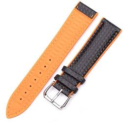 BOLEXA uhr Lederarmband Leder + Gummi Uhrenarmbänder Damen Herren Ersatzarmband 18 20 22 mm Schnellverschluss-Uhrenarmband mit Dornschließe (Color : Orange, Size : 18mm) von BOLEXA