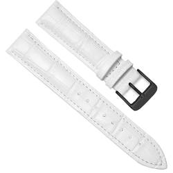 BOLEXA uhr Lederarmband Universal Ersatz Leder Armband Leder Armband for Männer Frauen 12mm 14mm 16mm 18mm 20mm 22mm 24mm Uhr Band (Color : WhiteA, Size : 24mm) von BOLEXA
