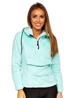 BOLF Damen Fleece Sweatshirt Pullover Vlies Sweater Teddy Hoodies Pulli Reißverschluss Langarmshirt Longsleeve Freizeit Sport Fitness Outdoor Basic Casual Style HH008 Hellblau L [A1A] von BOLF