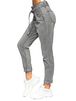 BOLF Damen Jeanshose Jeans Used Look Jeanspants Destroyed Denim Style Regular Fit Narrow Leg Freizeit Casual Style DM312N-3 Grau XL [F6F] von BOLF