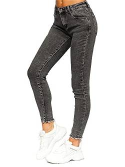 BOLF Damen Jeanshose Jeans Used Look Jeanspants Destroyed Denim Style Regular Fit Narrow Leg Freizeit Casual Style FL1870 Schwarz S [F6F] von BOLF