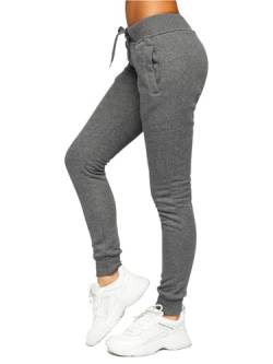 BOLF Damen Jogginghose Basic Sporthose Baumwolle Sweatpants Jogger Frauen Trainingshose Sweathose Jogging Freizeithose Laufhosen High Waist Fitness Yoga Slim Fit CK-01B Dunkelgrau L [F6F] von BOLF