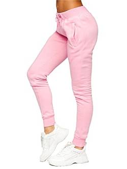 BOLF Damen Jogginghose Basic Sporthose Baumwolle Sweatpants Jogger Frauen Trainingshose Sweathose Jogging Freizeithose Laufhosen High Waist Fitness Yoga Slim Fit CK-01B Hellrosa L [F6F] von BOLF