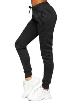 BOLF Damen Jogginghose Basic Sporthose Baumwolle Sweatpants Jogger Frauen Trainingshose Sweathose Jogging Freizeithose Laufhosen High Waist Fitness Yoga Slim Fit CK-01B Schwarz L [F6F] von BOLF