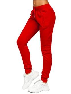 BOLF Damen Jogginghose Basic Sporthose Baumwolle Sweatpants Jogger Frauen Trainingshose Sweathose Jogging Freizeithose Laufhosen High Waist Fitness Yoga Slim Fit CK-01B Weinrot M [F6F] von BOLF