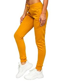 BOLF Damen Jogginghose Sporthose Freizeithose Trainingshose Sweathose Yogahose Sweatpants Baumwolle Hose Fitness Workout Basic Elastic J.Style CK-01 Camel XL [F6F] von BOLF