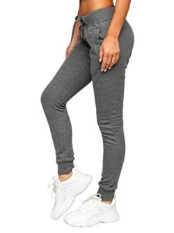 BOLF Damen Jogginghose Sporthose Freizeithose Trainingshose Sweathose Yogahose Sweatpants Baumwolle Hose Fitness Workout Basic Elastic J.Style CK-01 Dunkelgrau L [F6F] von BOLF