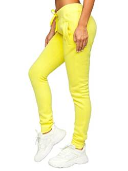 BOLF Damen Jogginghose Sporthose Freizeithose Trainingshose Sweathose Yogahose Sweatpants Baumwolle Hose Fitness Workout Basic Elastic J.Style CK-01 Gelb L [F6F] von BOLF