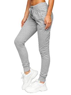 BOLF Damen Jogginghose Sporthose Freizeithose Trainingshose Sweathose Yogahose Sweatpants Baumwolle Hose Fitness Workout Basic Elastic J.Style CK-01 Grau XL [F6F] von BOLF