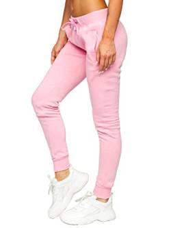 BOLF Damen Jogginghose Sporthose Freizeithose Trainingshose Sweathose Yogahose Sweatpants Baumwolle Hose Fitness Workout Basic Elastic J.Style CK-01 Hellrosa L [F6F] von BOLF