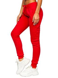 BOLF Damen Jogginghose Sporthose Freizeithose Trainingshose Sweathose Yogahose Sweatpants Baumwolle Hose Fitness Workout Basic Elastic J.Style CK-01 Rot XL [F6F] von BOLF