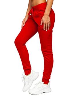 BOLF Damen Jogginghose Sporthose Freizeithose Trainingshose Sweathose Yogahose Sweatpants Baumwolle Hose Fitness Workout Basic Elastic J.Style CK-01 Weinrot L [F6F] von BOLF