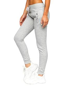 BOLF Damen Jogginghose Sporthose Freizeithose Trainingshose Sweathose Yogahose Sweatpants Lang Baumwolle Hose Fitness Workout Basic Slim fit Casual Style CK-01-2 Grau M [F6F] von BOLF