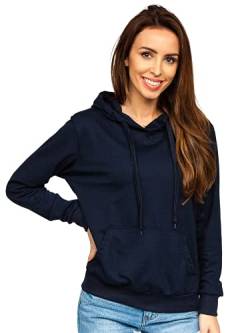 BOLF Damen Kapuzenpullover Hoodie Sweatshirt mit Kapuze Pullover Pulli Langarmshirt Freizeit Sport Fitness Outdoor Casual Style 20002 Dunkelblau S [A1A] von BOLF