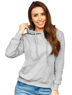 BOLF Damen Kapuzenpullover Hoodie Sweatshirt mit Kapuze Pullover Pulli Langarmshirt Freizeit Sport Fitness Outdoor Casual Style B20002 Grau S [A1A] von BOLF