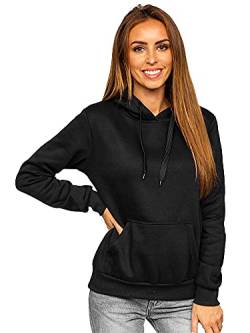 BOLF Damen Kapuzenpullover Hoodie Sweatshirt mit Kapuze Pullover Pulli Langarmshirt Freizeit Sport Fitness Outdoor Casual Style J.Style W02 Schwarz S [A1A] von BOLF