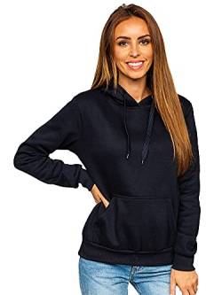 BOLF Damen Kapuzenpullover Hoodie Sweatshirt mit Kapuze Pullover Pulli Langarmshirt Freizeit Sport Fitness Outdoor Casual Style W02B Dunkelblau L [A1A] von BOLF