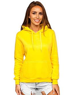 BOLF Damen Kapuzenpullover Hoodie Sweatshirt mit Kapuze Pullover Pulli Langarmshirt Freizeit Sport Fitness Outdoor Casual Style W02B Gelb L [A1A] von BOLF