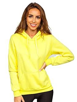 BOLF Damen Kapuzenpullover Hoodie Sweatshirt mit Kapuze Pullover Pulli Langarmshirt Freizeit Sport Fitness Outdoor Casual Style W02B Gelb-Neon S [A1A] von BOLF