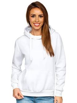 BOLF Damen Kapuzenpullover Hoodie Sweatshirt mit Kapuze Pullover Pulli Langarmshirt Freizeit Sport Fitness Outdoor Casual Style W02B Weiss L [A1A] von BOLF