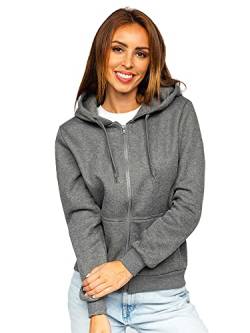 BOLF Damen Kapuzenpullover Reißverschluss Hoodie Sweatshirt mit Kapuze Pullover Pulli Langarmshirt Freizeit Sport Fitness Outdoor Casual Style W03B Dunkelgrau S [A1A] von BOLF