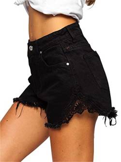 BOLF Damen Kurze Jeanshose Shorts Denim Bermuda Sweat Shorts Freizeithose High Rise Sommerhose Hotpants Casual JK688 Schwarz L [G7G] von BOLF