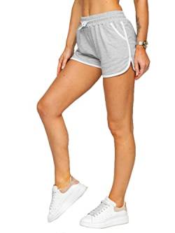 BOLF Damen Shorts Kurze Hose Hotpants Sommer High Waist Freizeit Tunnelzug Stretch Elastische Fitness Sport Training Gym Yoga 8K208 Grau S [G7G] von BOLF