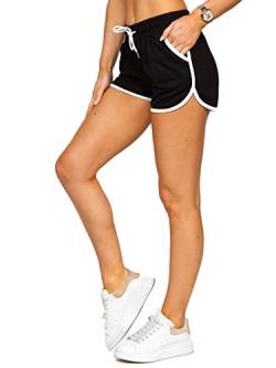 BOLF Damen Shorts Kurze Hose Hotpants Sommer High Waist Freizeit Tunnelzug Stretch Elastische Fitness Sport Training Gym Yoga 8K208 Schwarz L [G7G] von BOLF
