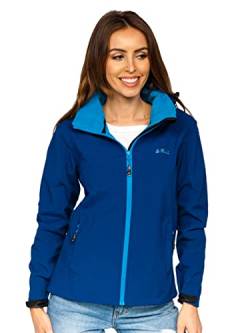 BOLF Damen Softshelljacke Übergangsjacke mit Kapuze Regenjacke Funktionsjacke Winddicht Wasserdicht Sportjacke Trekkingjacke Atmungsaktiv Outdoor Style AB056 Dunkelblau S [D4D] von BOLF