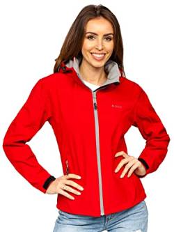 BOLF Damen Softshelljacke Übergangsjacke mit Kapuze Regenjacke Funktionsjacke Winddicht Wasserdicht Sportjacke Trekkingjacke Atmungsaktiv Outdoor Style AB056 Rot XXL [D4D] von BOLF