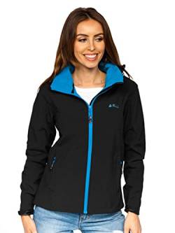 BOLF Damen Softshelljacke Übergangsjacke mit Kapuze Regenjacke Funktionsjacke Winddicht Wasserdicht Sportjacke Trekkingjacke Atmungsaktiv Outdoor Style AB056 Schwarz XL [D4D] von BOLF