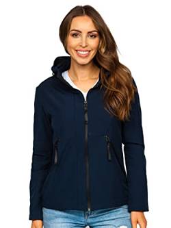 BOLF Damen Softshelljacke Übergangsjacke mit Kapuze Regenjacke Funktionsjacke Winddicht Wasserdicht Sportjacke Trekkingjacke Atmungsaktiv Outdoor Style HD183 Dunkelblau L [D4D] von BOLF