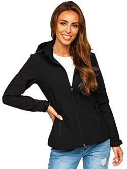 BOLF Damen Softshelljacke Übergangsjacke mit Kapuze Regenjacke Funktionsjacke Winddicht Wasserdicht Sportjacke Trekkingjacke Atmungsaktiv Outdoor Style J.Style HH018 Schwarz XL [D4D] von BOLF