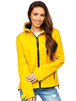 BOLF Damen Softshelljacke Übergangsjacke mit Kapuze Regenjacke Funktionsjacke Winddicht Wasserdicht Sportjacke Trekkingjacke Atmungsaktiv Outdoor Style KSW6007 Gelb S [D4D] von BOLF