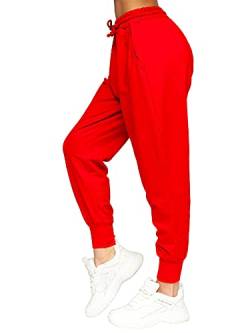 BOLF Damen Sporthose Jogginghose Trainingshose Fußballhose Fitnesshose Jogger Sweathose Jogpants Sweatpants Slim Fit Street Style 0011 Rot OS [F6F] von BOLF